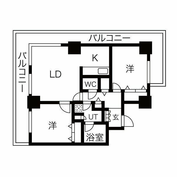 8・3スクエアディーグラフォート札幌ステーションタワー(2LDK/5階)の間取り写真