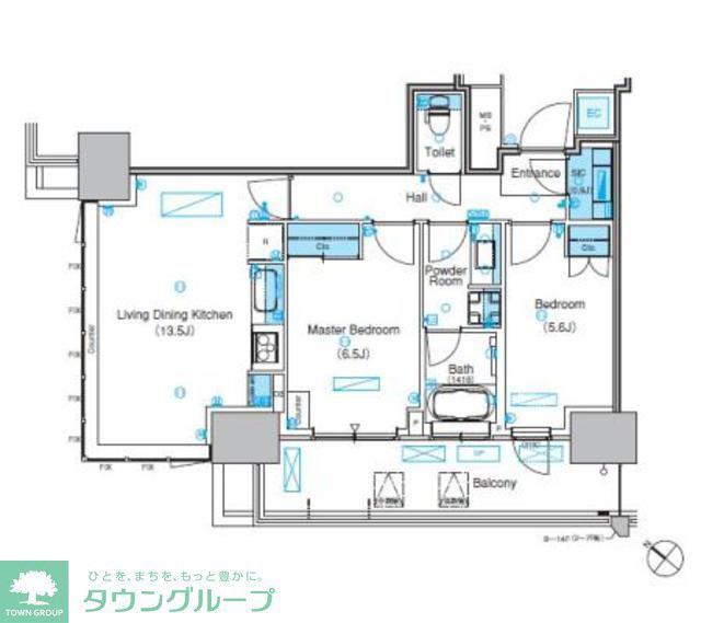 パークアクシス豊洲キャナル(2LDK/4階)の間取り写真