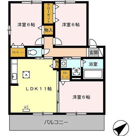 エスポワール 33(3LDK/1階)の間取り写真
