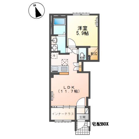 ひたちなか市高場1丁目 アパート(1LDK/1階)の間取り写真
