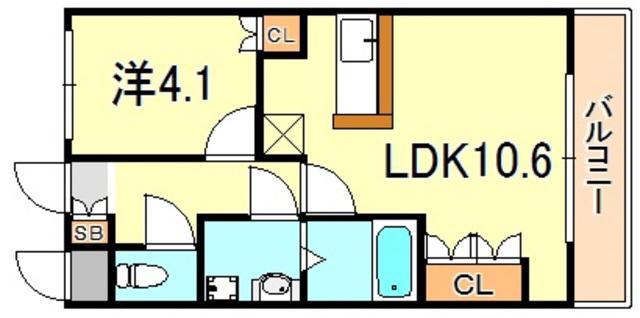 EMERAUDE(1LDK/2階)の間取り写真