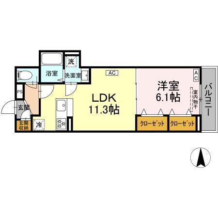 セレスティア西保木間(1LDK/3階)の間取り写真