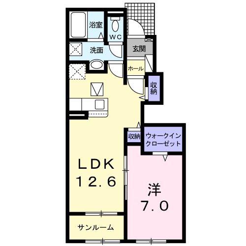 グレイシャスの樹 B(1LDK/1階)の間取り写真