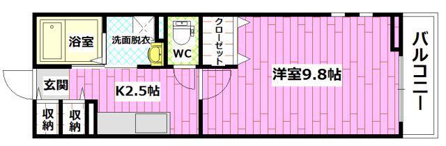 サンセール東野(1K/1階)の間取り写真
