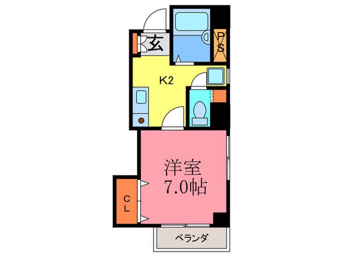 デセンテコート(1K/7階)の間取り写真