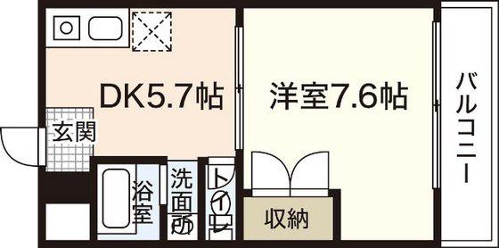 Tフラッツ(1DK/2階)の間取り写真