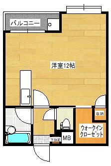 ユニバーシティKO(ワンルーム/2階)の間取り写真