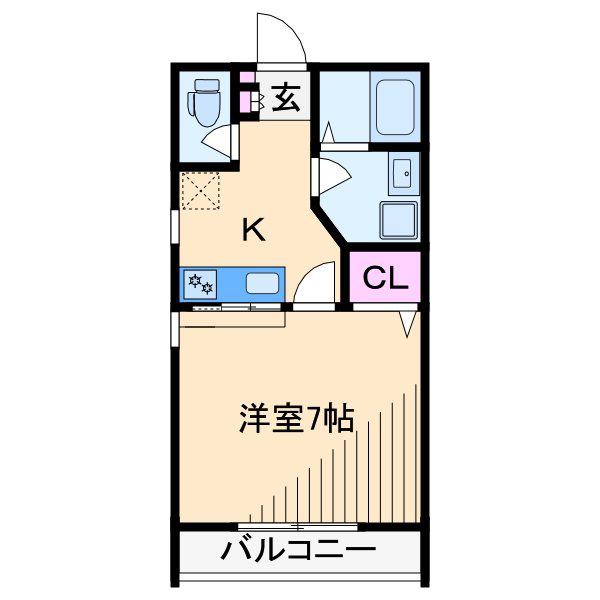 カワセミ荘(1K/2階)の間取り写真
