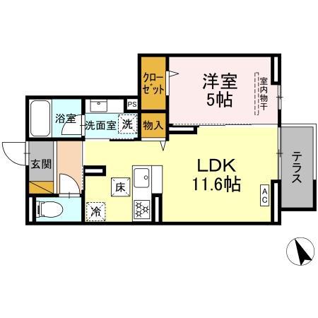 ハスクバーナ江戸川台 ダイワハウスD-ROOM(1LDK/1階)の間取り写真