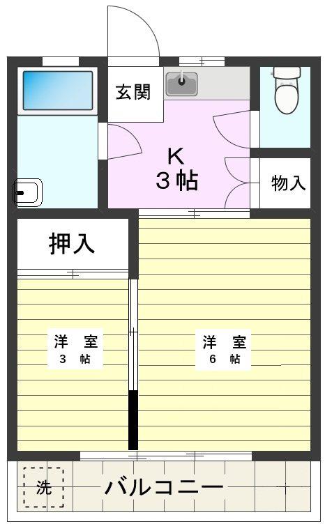 高橋コーポ(2K/2階)の間取り写真