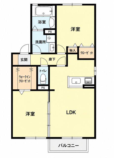 フォレスト枝吉A棟(2LDK/2階)の間取り写真