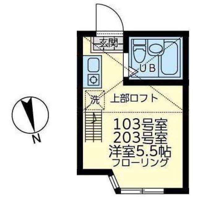 ユナイト境之谷プリンアラモード(ワンルーム/2階)の間取り写真
