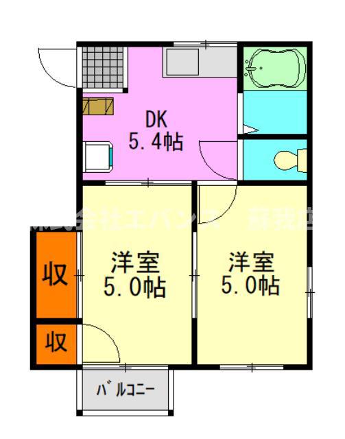 ライトコーポ蘇我II(2DK/2階)の間取り写真