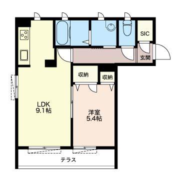 VIOLA 駒込(1LDK/1階)の間取り写真