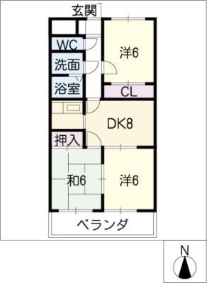 マンションマロンシャンテ(3DK/3階)の間取り写真