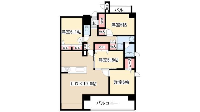 ロイヤルマークス藤が丘(4LDK/8階)の間取り写真