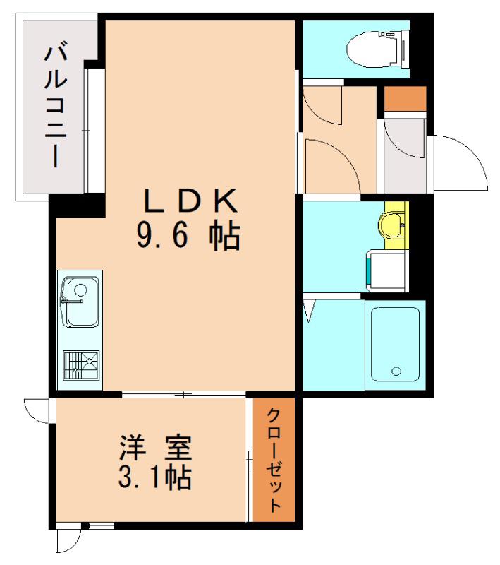 REGALEST 西月隈(1LDK/1階)の間取り写真