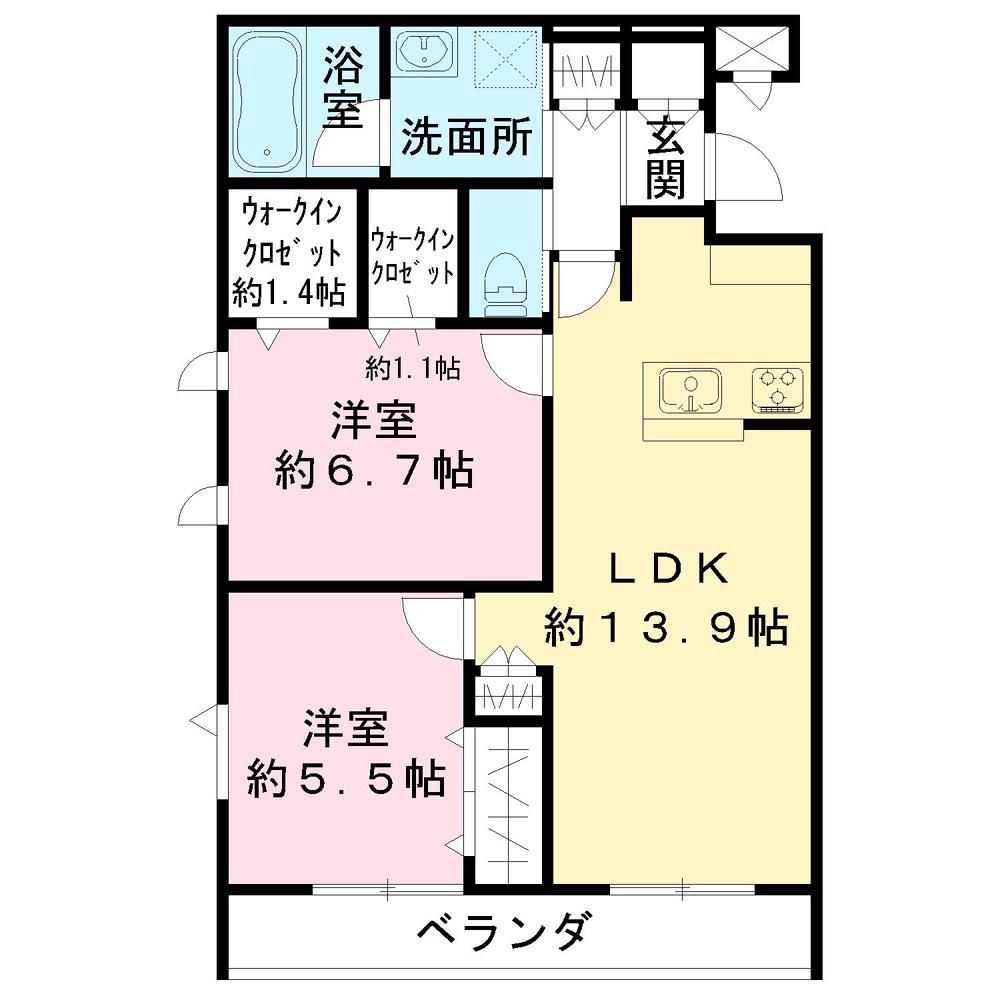 小杉陣屋町2丁目メゾン(2LDK/3階)の間取り写真