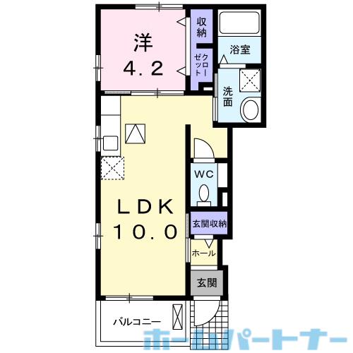 エピナールA(1LDK/1階)の間取り写真