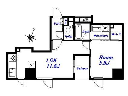 グリーンパーク東日本橋レジデンスII(1LDK/10階)の間取り写真