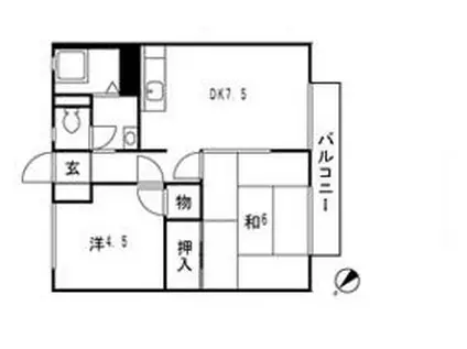 篠田ハイツPARTIII(2DK/2階)の間取り写真