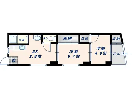 稲田シャトークワジマ(2DK/2階)の間取り写真