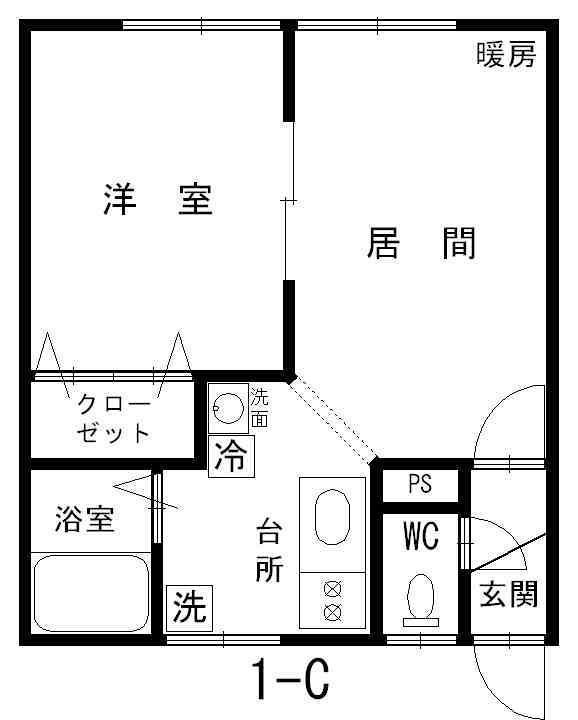第2大橋マンション(1LDK/1階)の間取り写真