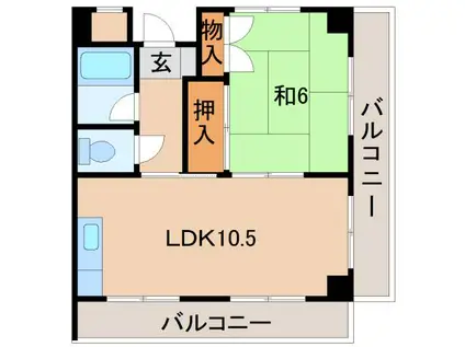 サテンサ堀久(1LDK/3階)の間取り写真