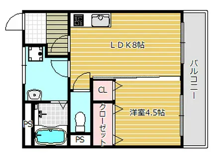 加美駅前コーポ(1LDK/3階)の間取り写真