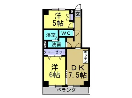 メゾン平松(2DK/2階)の間取り写真