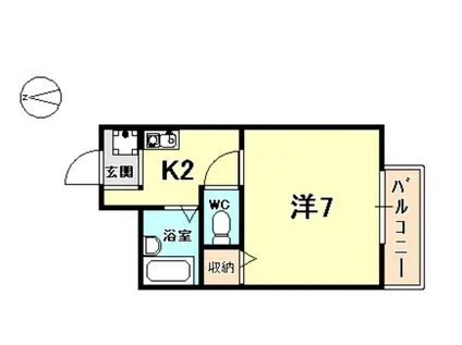 兼島ハイツ(1K/2階)の間取り写真