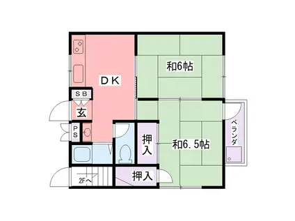 第6いづみ荘(2DK/1階)の間取り写真