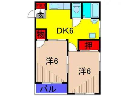 メリーマンション(2DK/3階)の間取り写真