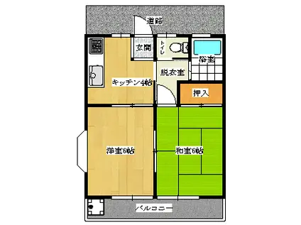 プリメーラ上新田 A棟202(2K/2階)の間取り写真