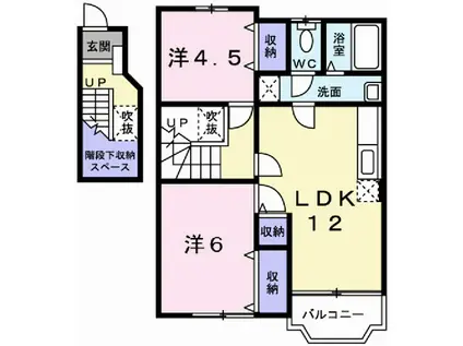 クレストヨコセキIII(2LDK/2階)の間取り写真