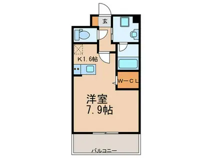 エンクレスト博多PREMIER(1K/6階)の間取り写真