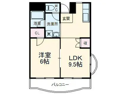 グリーンプラザ御園III(1LDK/2階)の間取り写真