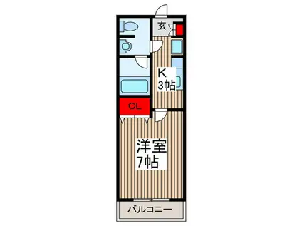 メゾン武蔵浦和(1K/2階)の間取り写真