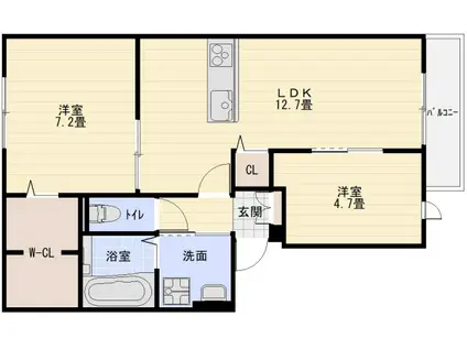 リヴィエール(2LDK/1階)の間取り写真