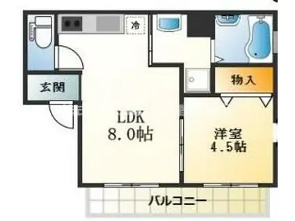 ディアコート岩田I(1LDK/1階)の間取り写真