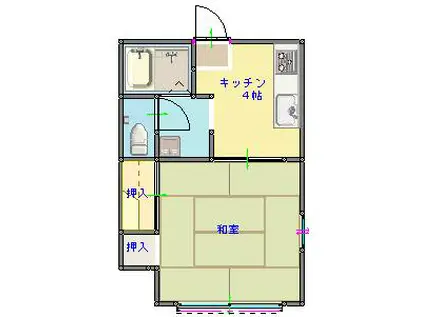 ユーハイツ(1K/1階)の間取り写真