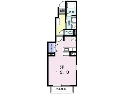 プラシードTAKA(ワンルーム/1階)の間取り写真