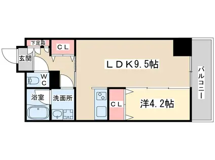 近江レジデンス4号館(1LDK/8階)の間取り写真