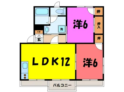 タウニィ笠原(2LDK/2階)の間取り写真