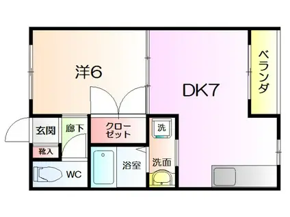アメニティ昭南(1DK/2階)の間取り写真