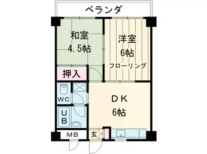 ピュアランドハイツ小金井(2DK/5階)の間取り写真