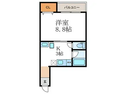 京OHBUVI(1K/2階)の間取り写真