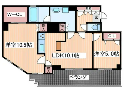 ジェイシティ八丁堀(2LDK/5階)の間取り写真