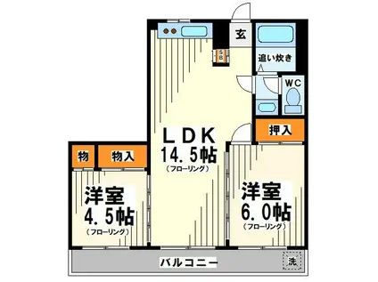 三鷹台サンハイツ -弊社管理物件-(2LDK/2階)の間取り写真