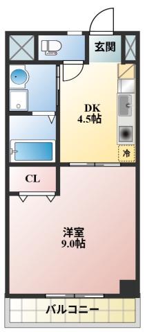 コザックス(1DK/5階)の間取り写真